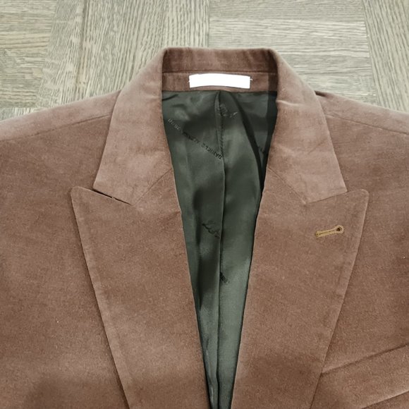 Nwt daniele alessandrini tan velvet like blazer jacket Size 46it - Picture 3 of 3